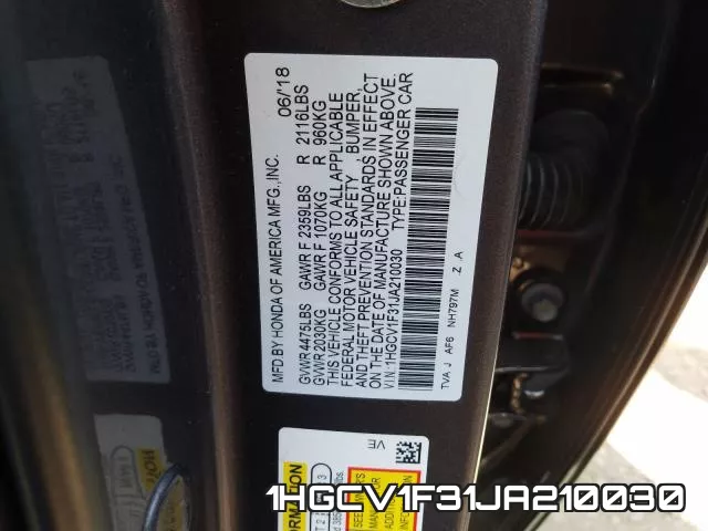 1HGCV1F31JA210030 фото 2