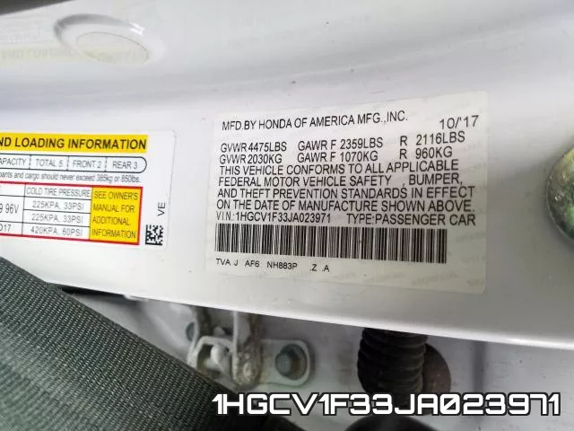 1HGCV1F33JA023971 фото 2
