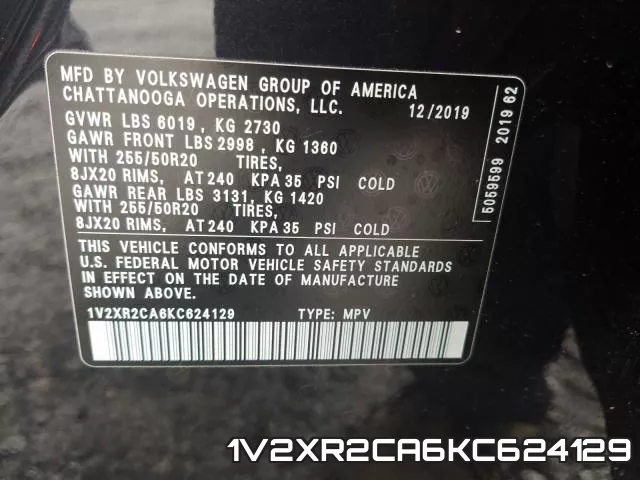 1V2XR2CA6KC624129 фото 2
