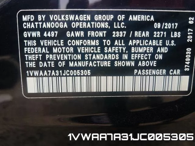 1VWAA7A31JC005305 фото 2