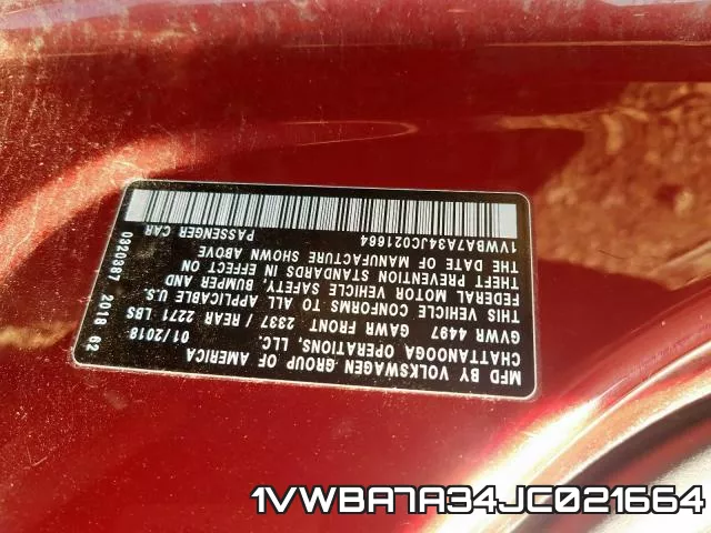 1VWBA7A34JC021664 фото 2