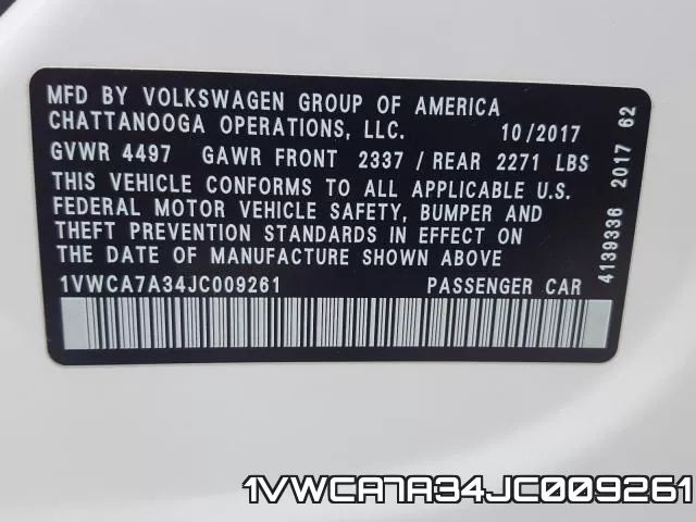 1VWCA7A34JC009261 фото 2
