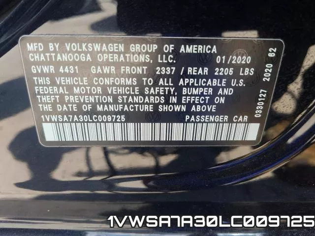 1VWSA7A30LC009725 фото 2