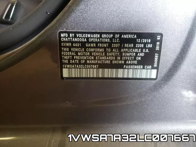 1VWSA7A32LC007667 фото 2
