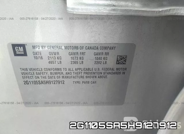 2G1105SA5H9127912 фото 10