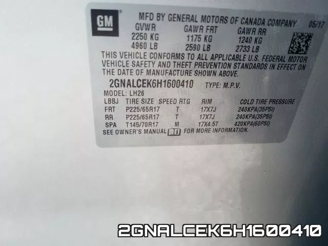 2GNALCEK6H1600410 фото 2