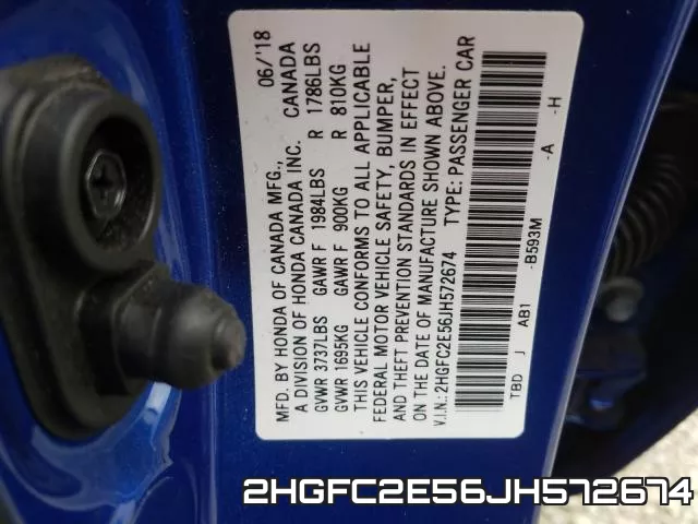 2HGFC2E56JH572674 фото 2