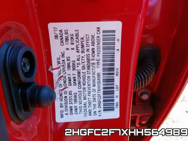 2HGFC2F7XHH564989 фото 2