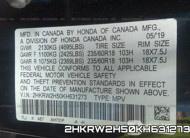 2HKRW2H50KH631273 фото 10