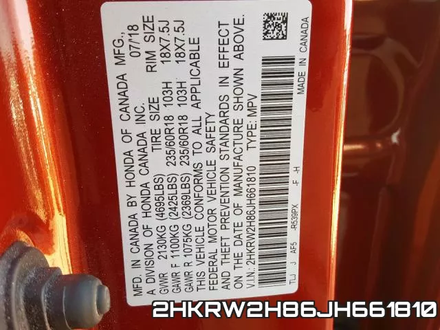 2HKRW2H86JH661810 фото 2