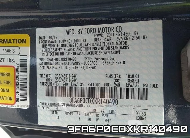 3FA6P0CDXKR140490 фото 10