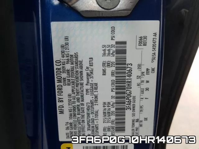 3FA6P0G70HR140673 фото 2