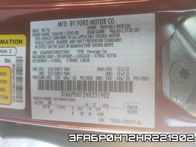 3FA6P0H72HR221902 фото 2