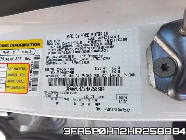 3FA6P0H72HR258884 фото 2