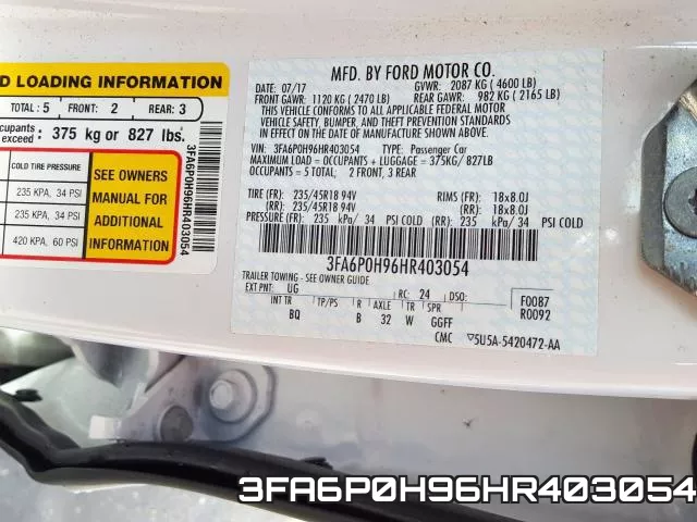 3FA6P0H96HR403054 фото 2