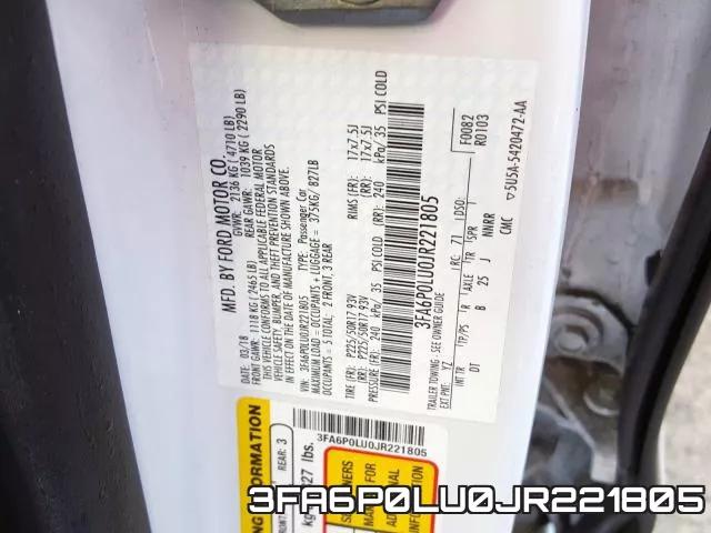 3FA6P0LU0JR221805 фото 2