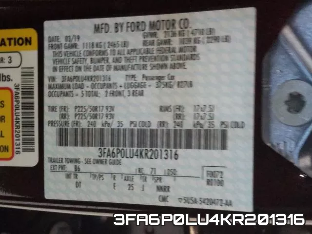 3FA6P0LU4KR201316 фото 2