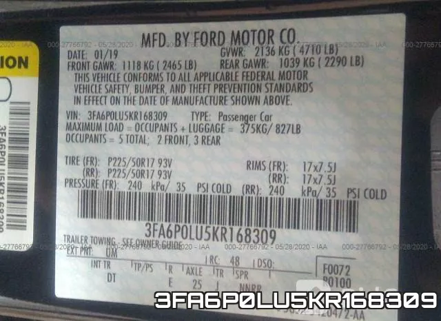3FA6P0LU5KR168309 фото 10
