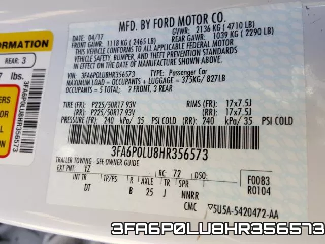 3FA6P0LU8HR356573 фото 2