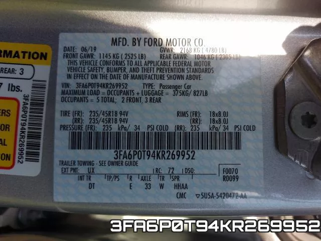 3FA6P0T94KR269952 фото 2