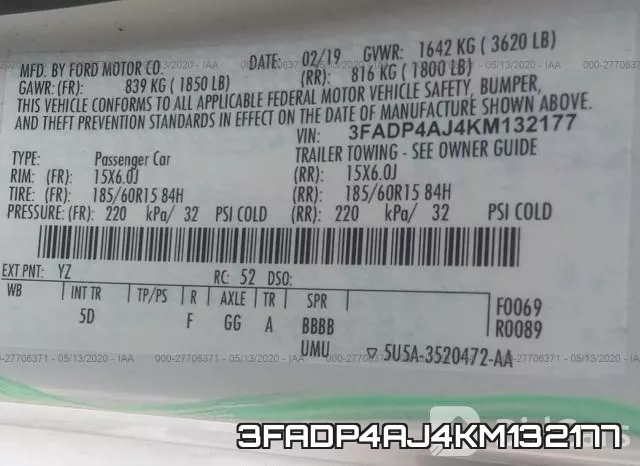 3FADP4AJ4KM132177 фото 10