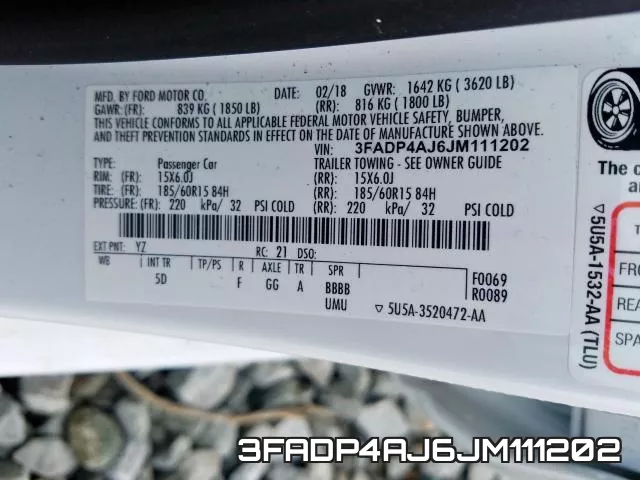3FADP4AJ6JM111202 фото 2