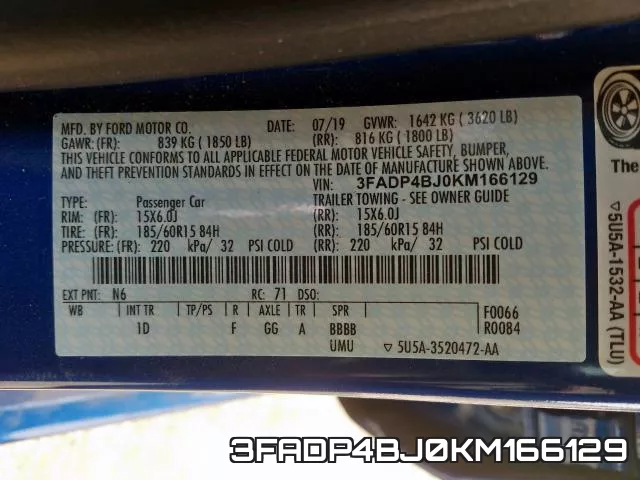 3FADP4BJ0KM166129 фото 2