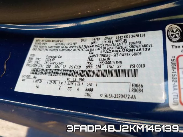 3FADP4BJ2KM146139 фото 2