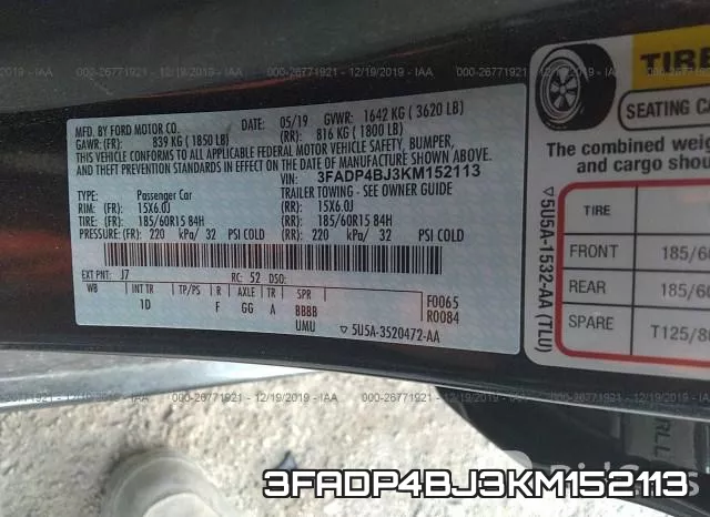 3FADP4BJ3KM152113 фото 10