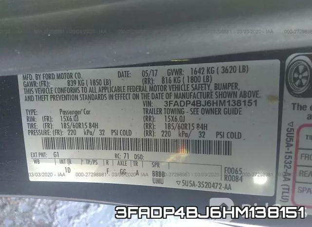 3FADP4BJ6HM138151 фото 10