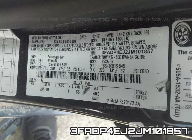 3FADP4EJ2JM101857 фото 10