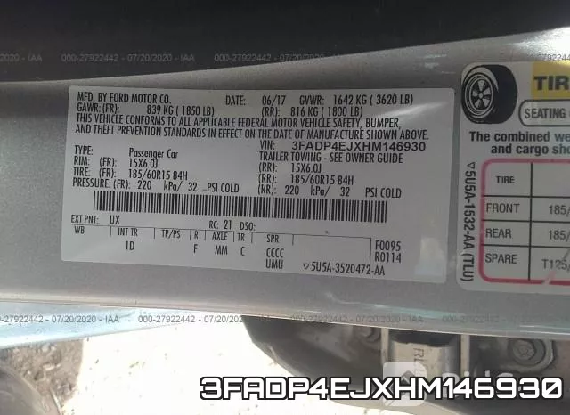 3FADP4EJXHM146930 фото 10