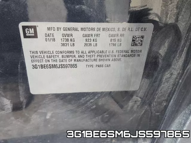 3G1BE6SM6JS597865 фото 2