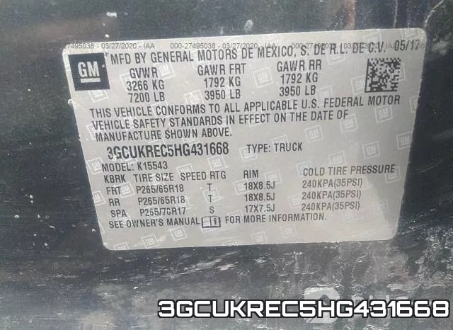 3GCUKREC5HG431668 фото 10