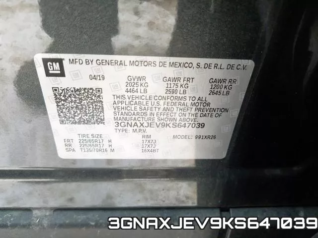 3GNAXJEV9KS647039 фото 2