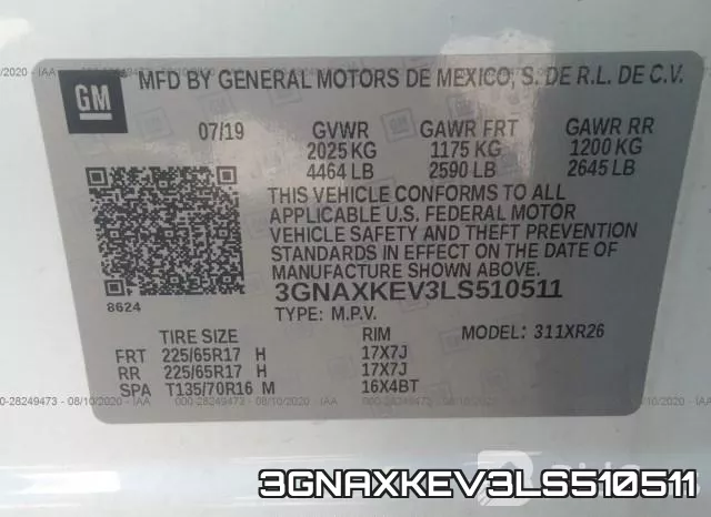 3GNAXKEV3LS510511 фото 10