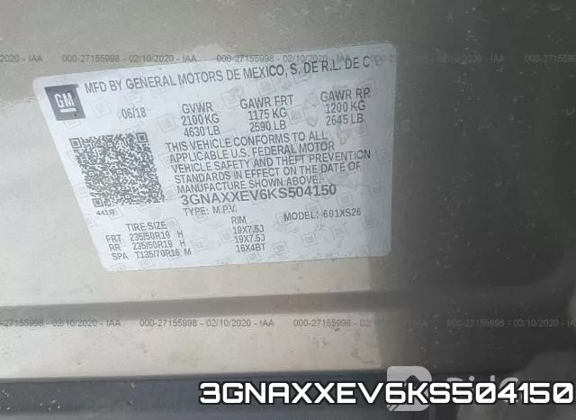 3GNAXXEV6KS504150 фото 10