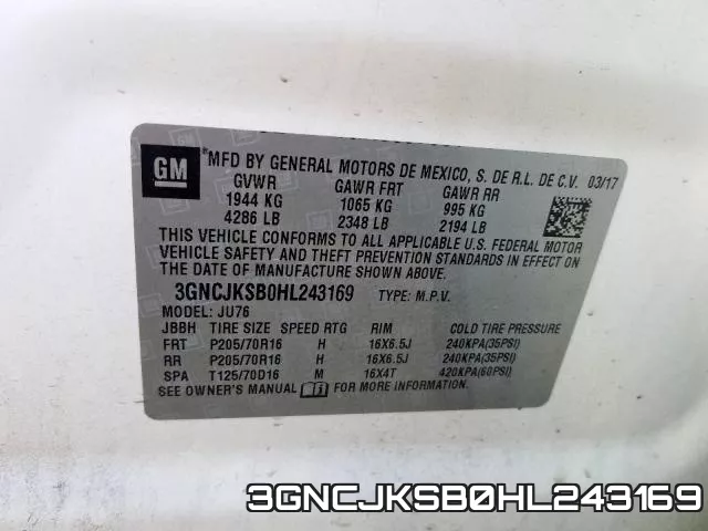 3GNCJKSB0HL243169 фото 2