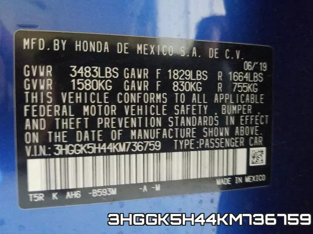 3HGGK5H44KM736759 фото 2