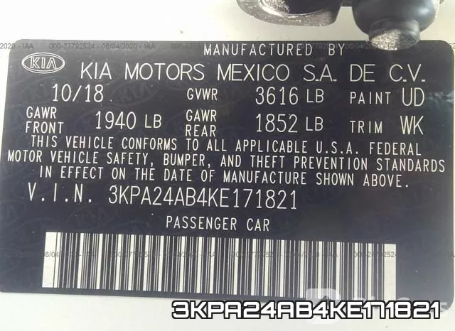 3KPA24AB4KE171821 фото 10