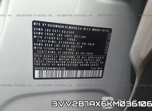 3VV2B7AX6KM036106 фото 10