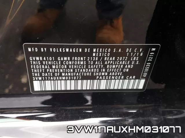 3VW117AUXHM031077 фото 2