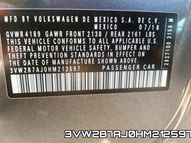 3VW2B7AJ0HM212597 фото 2