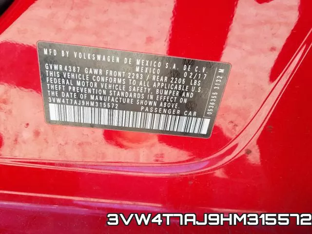 3VW4T7AJ9HM315572 фото 2