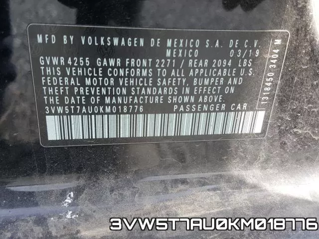 3VW5T7AU0KM018776 фото 2