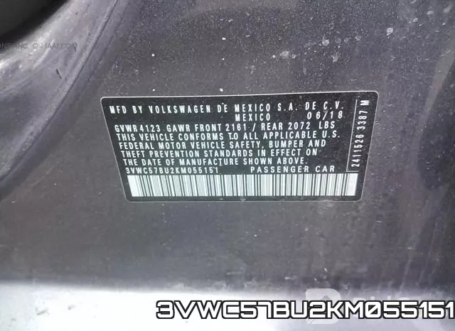 3VWC57BU2KM055151 фото 10