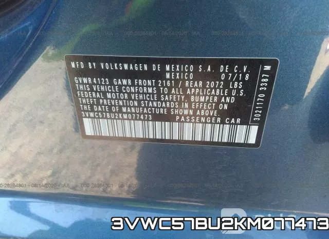 3VWC57BU2KM077473 фото 10