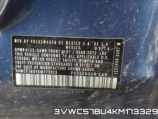 3VWC57BU4KM173329 фото 2