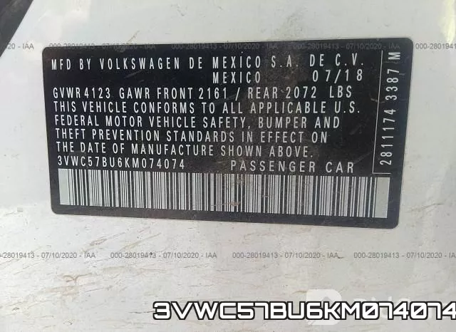3VWC57BU6KM074074 фото 10