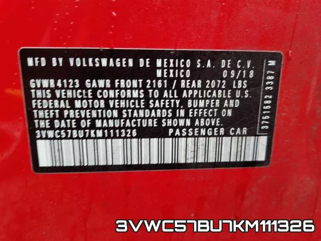 3VWC57BU7KM111326 фото 2